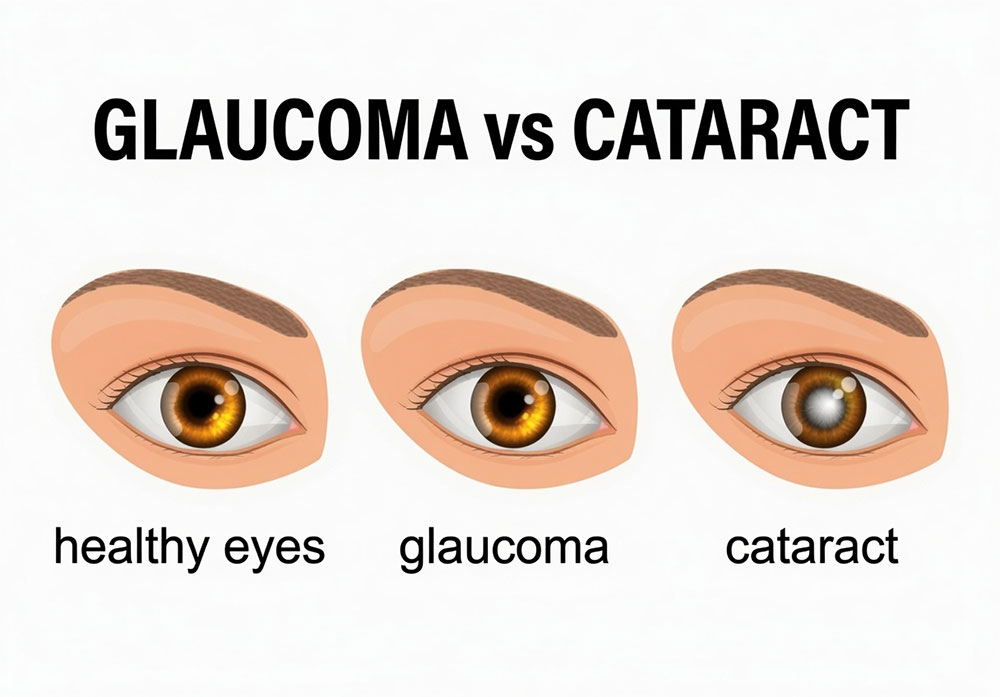 glaucoma vs cataracts, cloudy vision, optic nerve damage, blurred vision
